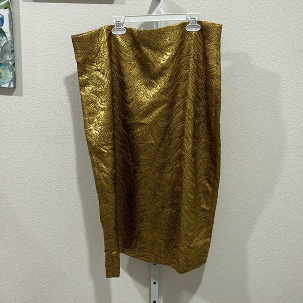 J CREW COLLECTION NWT Golden Wave Brocade Pencil Skirt  Size 16